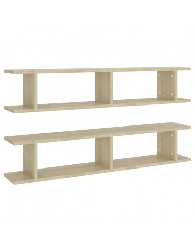 Mensole Parete 2pz Rovere Sonoma 105x18x20cm Legno Multistrato