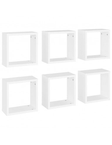 Mensole Parete a Cubo 6 pz Bianche 30x15x30 cm