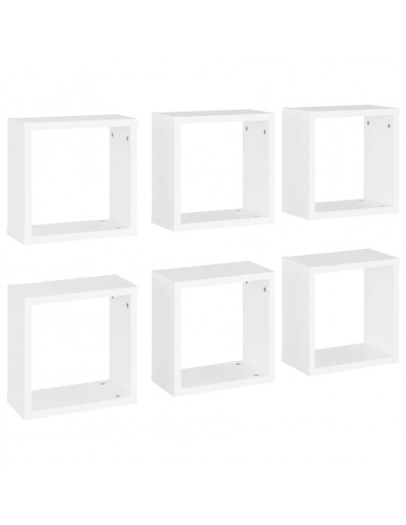 Mensole Parete a Cubo 6 pz Bianche 30x15x30 cm