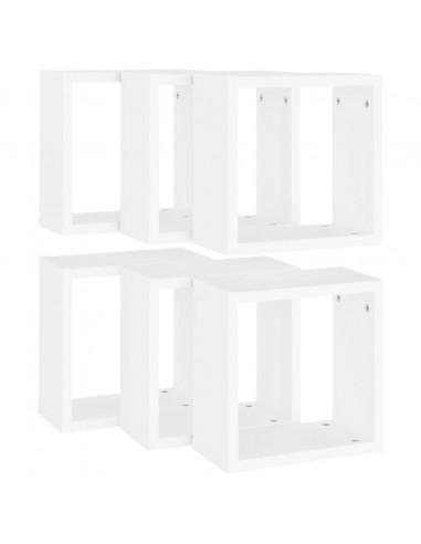 Mensole Parete a Cubo 6 pz Bianche 30x15x30 cm