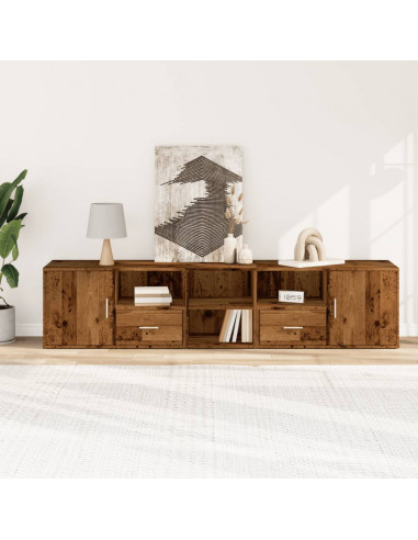 Mobile Angolare Legno Antico 200x40x45 cm in Truciolato