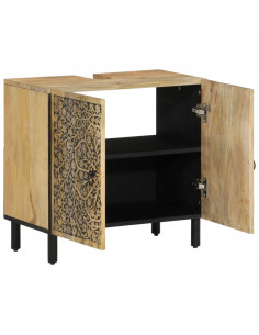 Mobile Lavabo da Bagno 62x33x58cm in Legno Massello di Mango 2