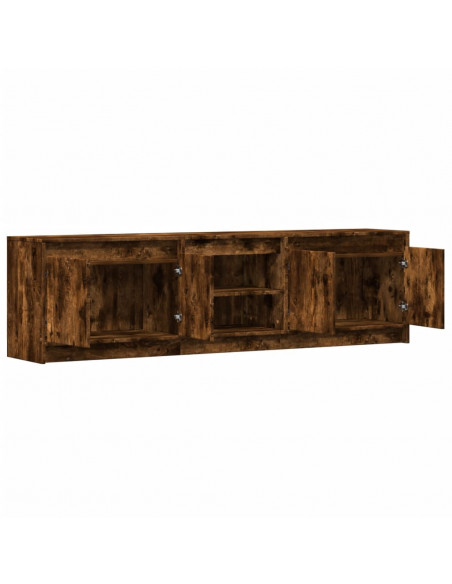 Mobile Porta TV con LED Rovere Fumo 180x34x50cm in Truciolato