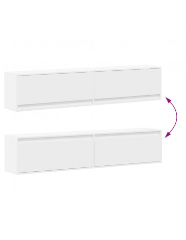 Mobile TV a Parete con LED Bianco 180x31x38 cm