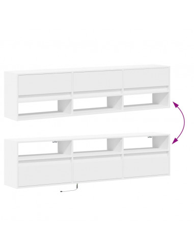 Mobile TV a Parete con LED Bianco 180x31x45 cm