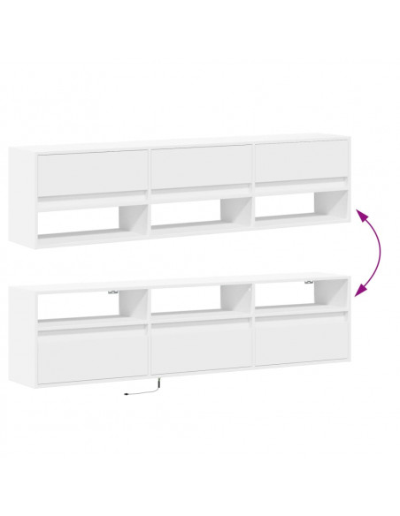 Mobile TV a Parete con LED Bianco 180x31x45 cm