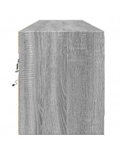 Mobile TV a Parete con LED Grigio Sonoma 180x31x38 cm 2