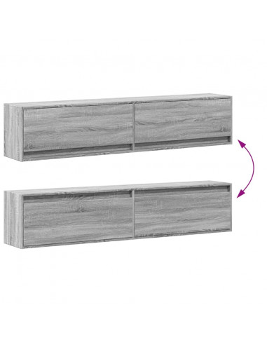 Mobile TV a Parete con LED Grigio Sonoma 180x31x38 cm