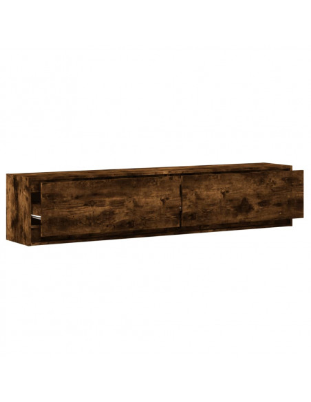 Mobile TV a Parete con LED Rovere Fumo 180x31x38 cm