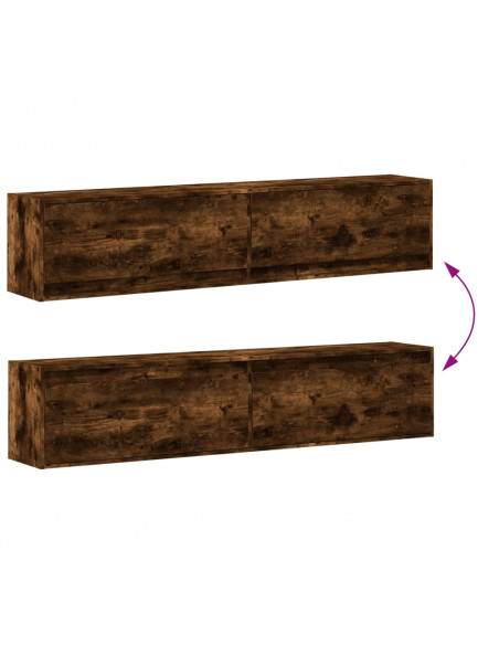 Mobile TV a Parete con LED Rovere Fumo 180x31x38 cm