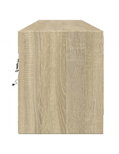 Mobile TV a Parete con LED Rovere Sonoma 180x31x38 cm