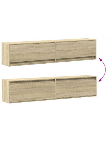 Mobile TV a Parete con LED Rovere Sonoma 180x31x38 cm