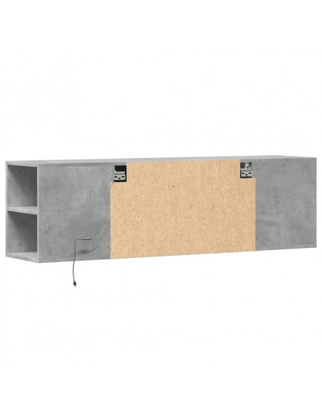 Mobile TV a Parete con Luci LED Grigio Cemento 135x31x39,5 cm