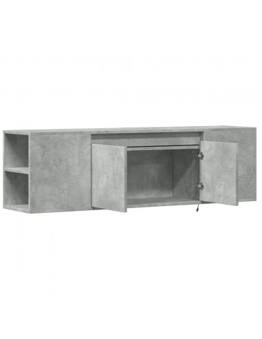 Mobile TV a Parete con Luci LED Grigio Cemento 135x31x39,5 cm