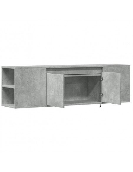 Mobile TV a Parete con Luci LED Grigio Cemento 135x31x39,5 cm