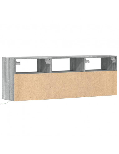 Mobile TV a Parete con Luci LED Grigio Sonoma 130x31x45 cm