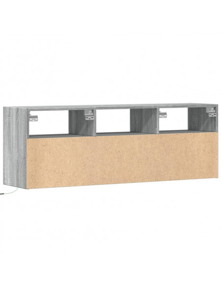 Mobile TV a Parete con Luci LED Grigio Sonoma 130x31x45 cm