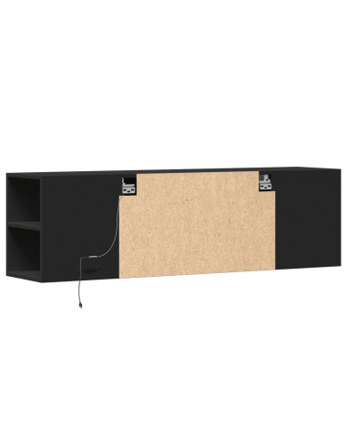 Mobile TV a Parete con Luci LED Nero 135x31x39,5 cm