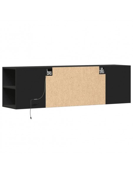Mobile TV a Parete con Luci LED Nero 135x31x39,5 cm