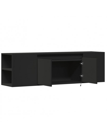 Mobile TV a Parete con Luci LED Nero 135x31x39,5 cm
