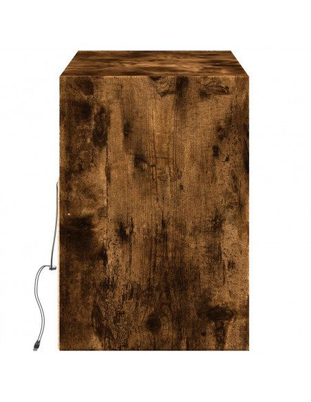 Mobile TV a Parete con Luci LED Rovere Fumo 130x31x45 cm