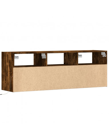 Mobile TV a Parete con Luci LED Rovere Fumo 130x31x45 cm