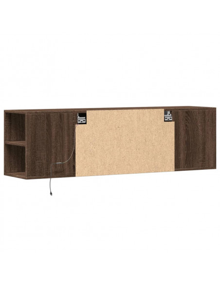 Mobile TV a Parete con Luci LED Rovere Marrone 135x31x39,5 cm