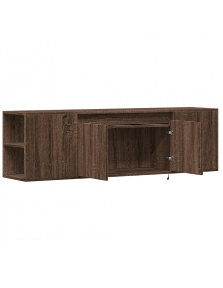 Mobile TV a Parete con Luci LED Rovere Marrone 135x31x39,5 cm