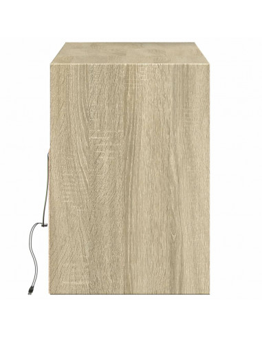Mobile TV a Parete con Luci LED Rovere Sonoma 130x31x45 cm