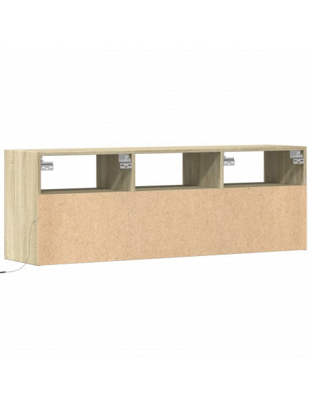 Mobile TV a Parete con Luci LED Rovere Sonoma 130x31x45 cm