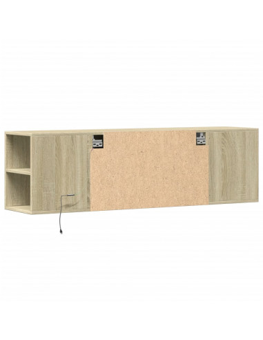 Mobile TV a Parete con Luci LED Rovere Sonoma 135x31x39,5 cm