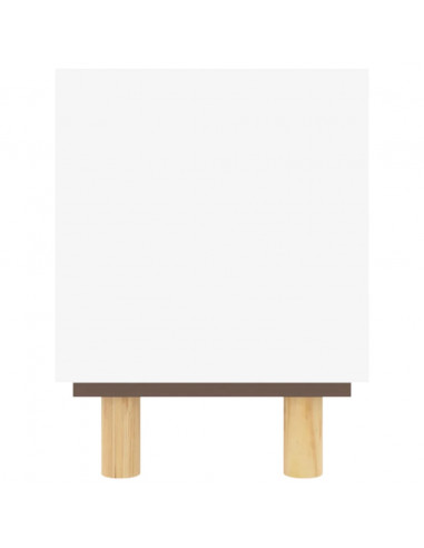 Mobile TV Bianco 80x30x40 cm Massello Pino e Rattan Naturale