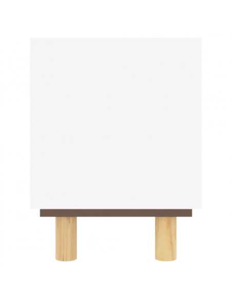 Mobile TV Bianco 80x30x40 cm Massello Pino e Rattan Naturale