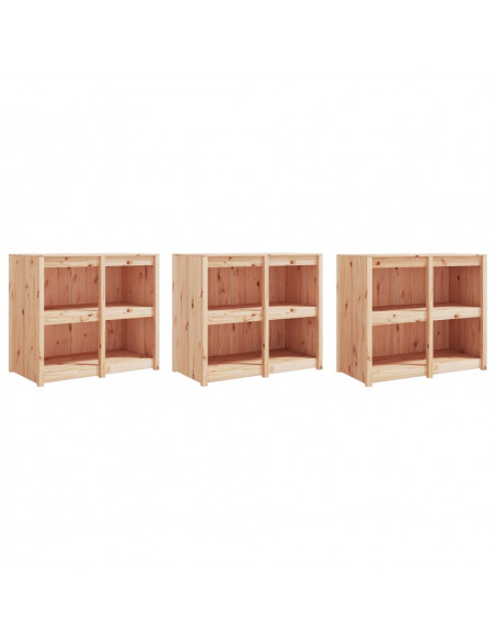 Mobili da Cucina da Esterno 3 pz in Legno Massello di Pino