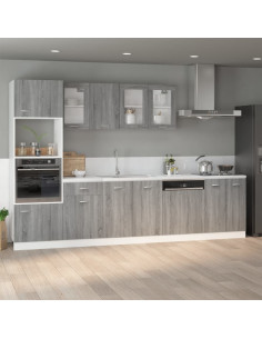 Pensile “Lyon” Grigio Sonoma 80x31x60 cm Vetro e 2