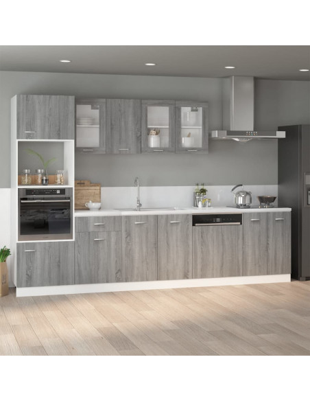 Pensile “Lyon” Grigio Sonoma 80x31x60 cm Vetro e