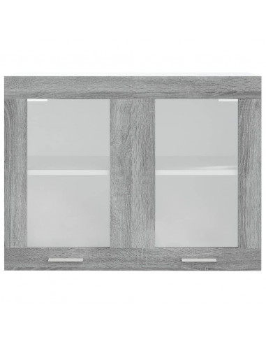 Pensile “Lyon” Grigio Sonoma 80x31x60 cm Vetro e