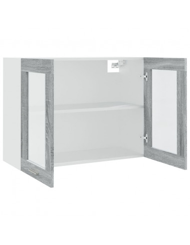 Pensile “Lyon” Grigio Sonoma 80x31x60 cm Vetro e