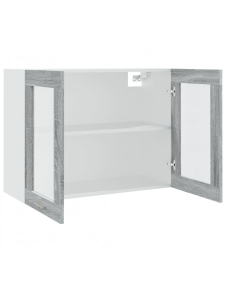 Pensile “Lyon” Grigio Sonoma 80x31x60 cm Vetro e