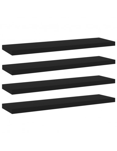 Ripiani per Libreria 4pz Neri 40x10x1,5cm in Legno Multistrato