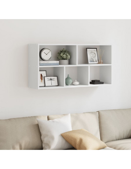 Scaffale a Parete Bianco 100x25x50 cm in Legno Multistrato Scaffale a Parete Bianco 100x25x50 cm in Legno Multistrato