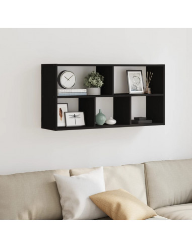 Scaffale a Parete Nero 100x25x50 cm in Truciolato