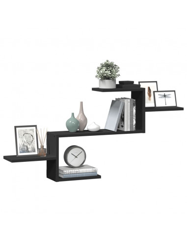 Scaffale a Parete Nero 104x15x49 cm in Truciolato