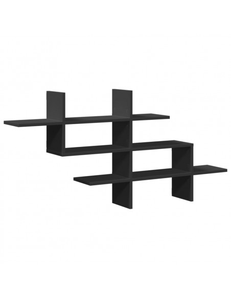 Scaffale a Parete Nero 124,5x18x60,5 cm in Truciolato