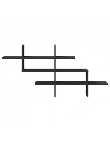 Scaffale a Parete Nero 124,5x18x60,5 cm in Truciolato