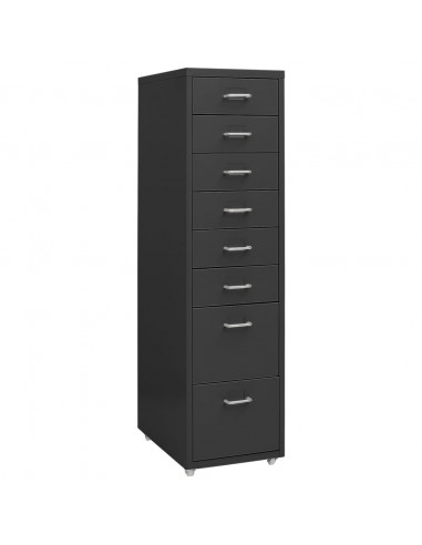 Schedario Mobile Antracite 28x41x109 cm in Metallo