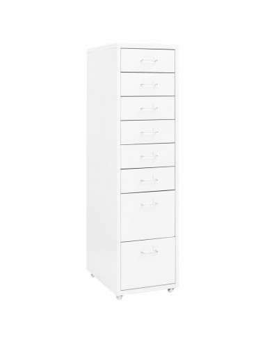 Schedario Mobile Bianco 28x41x109 cm in Metallo