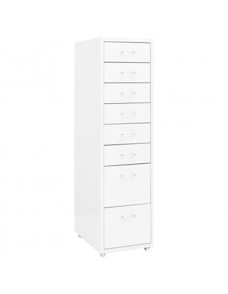 Schedario Mobile Bianco 28x41x109 cm in Metallo