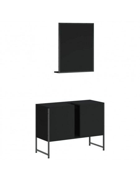 Set Mobili da Bagno 2 pz Nero in Legno Multistrato