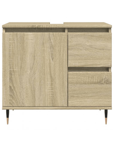 Set Mobili da Bagno 3 pz Rovere Sonoma in Legno Multistrato